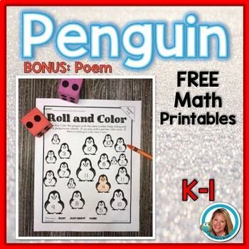Preview of Penguins Math Roll and Color FREE