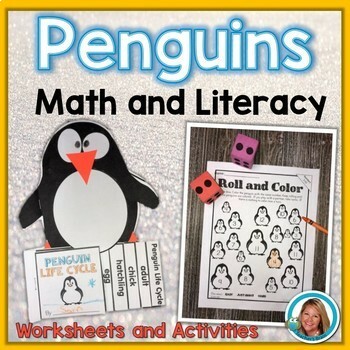 Preview of Winter Penguin Math and Literacy Worksheets | Craft