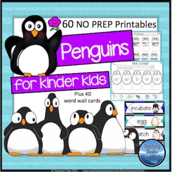 Preview of Penguins Math and Literacy Activities for Kindergarten: Fun Winter Worksheets