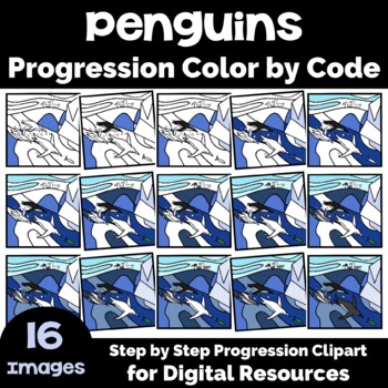 Preview of Penguins Progression Color by Code Clipart