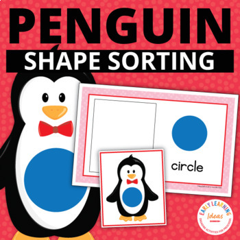 Preview of Penguin Winter Math Activities Preschool - Fun Penguins 2D Shape Matching Center