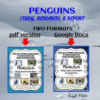 Preview of Penguins - Study, Research, & Report - A BUNDLE pdf and Google Docs Package