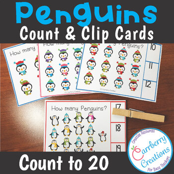 Preview of Penguins Themed Counting Interactive Task Cards Center