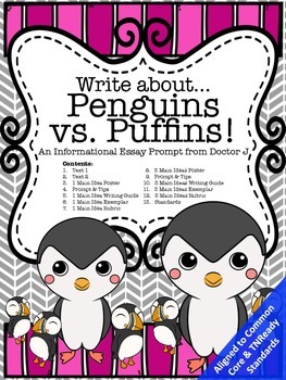 Preview of Penguins Puffins Informational Essay Explanatory Writing Common Core 3rd 4th 5th