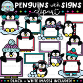 Penguins with Signs {penguin clipart}