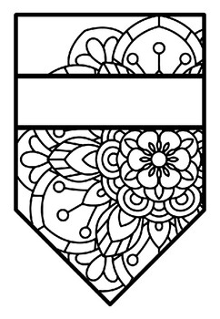 Preview of Pennant Bulletin Board Name Banner, Mandala Style, Pattern Coloring, Set 1