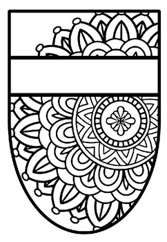 Preview of Pennant Bulletin Board Name Banner, Mandala Style, Pattern Coloring, Set 16