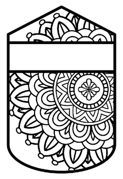 Preview of Pennant Bulletin Board Name Banner, Mandala Style, Pattern Coloring, Set 18
