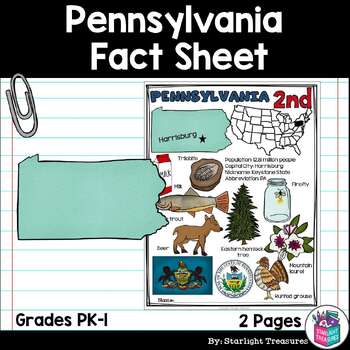 Preview of Pennsylvania Fact Sheet for Early Readers - A State Study
