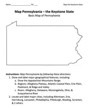 Pennsylvania Map / Geographical Map of the Keystone State  TpT