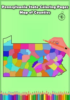 Preview of Pennsylvania State Coloring Pages Map of Counties Highlighting Rivers Lakes City