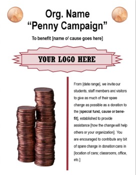 Penny Campaign Fundraising Flyer Template By One Deep Breath