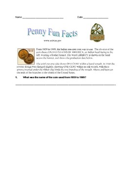 Preview of Penny Fun Facts Written Answers