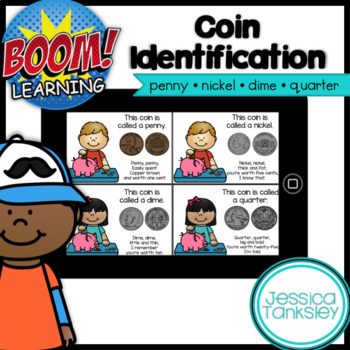 Preview of Penny, Nickel, Dime, Quarter Coin Identification BOOM CARD Bundle