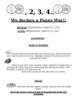 Preview of Penny War Flyer(Editable resource)