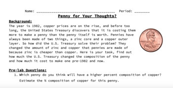 Preview of Penny for your Thoughts? (Percent composition lab)