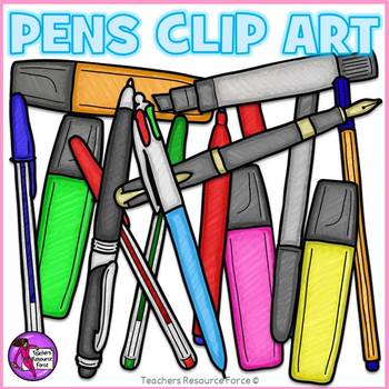 Pens stationery realistic clip art by Teachers Resource Force | TpT