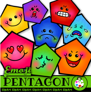 Preview of Pentagon Emoticons - Clip Art Geometry Shapes