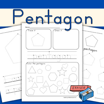 Pentagon Shapes, 2D Shapes Worksheets, Kindergarten-Trace, Draw and ...