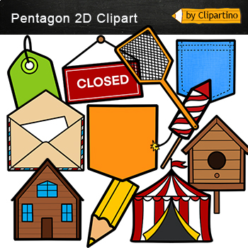 Preview of Pentagon Shapes Clip Art /2D Shapes Real Life /Objects ClipArt commercial use