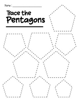 Pentagons Shape worksheets for Kindergarten : 2D shapes worksheets pack