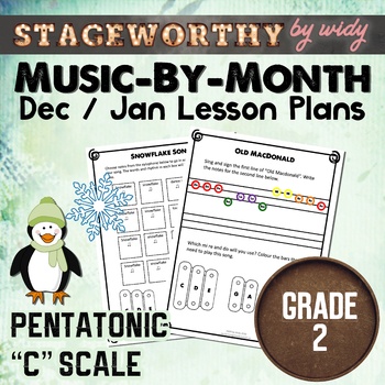 Preview of Pentatonic C Major Scale Solfege Lesson Plans Grade 2 January Music Lesson