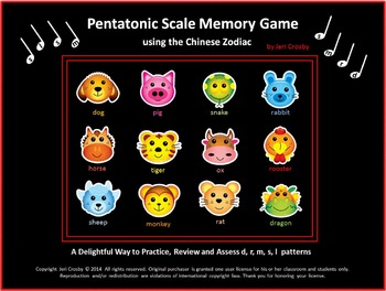 Preview of Pentatonic Memory Game using the Chinese Zodiac - do, re, mi, so, la