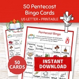 Pentecost Bingo Game, 50 Printable Whitsunday Cards, Sunda