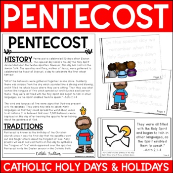Preview of Pentecost Reading Activity | Catholic