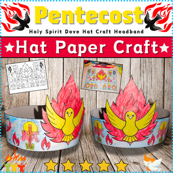 Preview of Pentecost Craft: Holy Spirit Dove Hat Craft Crown Headband Printable Coloring⭐