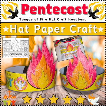 Preview of Pentecost Craft Tongue of Fire Hat Paper Craft Crown Headband Printable Coloring
