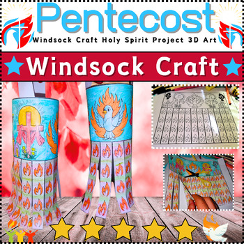 Preview of Pentecost Craft Windsock Activities Coloring Pages Holy Spirit Project 3D Art