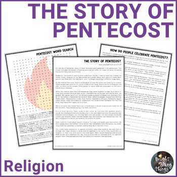 Preview of Pentecost Mini Unit | Factual Text Passages, Story, Crossword, Word Search