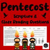 Pentecost Scripture Worksheets | Multiple Choice Comprehen