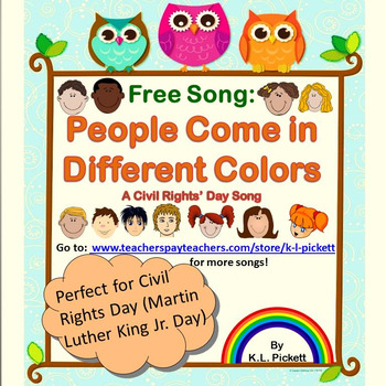Preview of People Come in Different Colors - A Martin Luther King/Civil Rights' Day Song