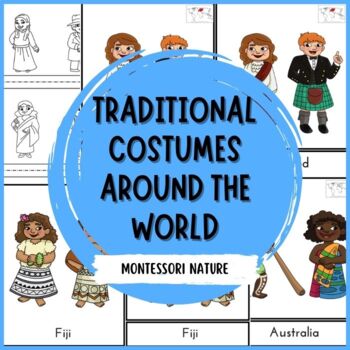Preview of Traditional Costumes Around The World 3-Part Cards Montessori