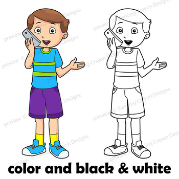People Talking On Phones Clip Art Kids And Adults By Dancing Crayon Designs
