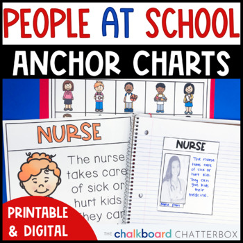 Preview of People Who Work at School Anchor Charts | Kindergarten and First