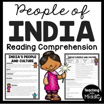 Preview of People and Culture of India Reading Comprehension Worksheet Asia Country Studies