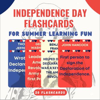 Preview of People and Places of Independence Day Flashcards for Summer Learning Fun