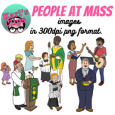 People at Mass clip art set- priest, lector, deacon, music