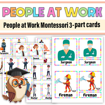 Preview of People at Work | Community Helpers | People at Work Montessori 3-part cards