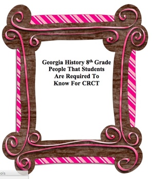 Preview of Important People In 8th Grade Georgia History: For Georgia Milestones