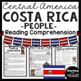 People of Costa Rica in Central America Reading Comprehens
