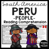 People of Peru in South America Reading Comprehension Worksheet
