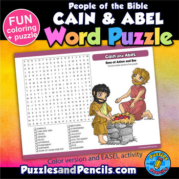 People of the Bible Word Search Puzzle and Coloring Activity | Cain and ...