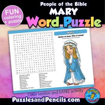 People of the Bible Word Search Puzzle and Coloring Activity | Mary