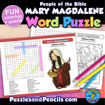 People of the Bible Word Search Puzzle and Coloring Activity | Mary ...