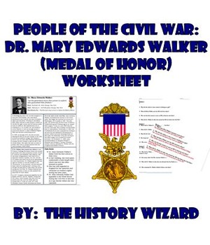 Preview of People of the Civil War: Dr. Mary Edwards Walker (Medal of Honor) Worksheet