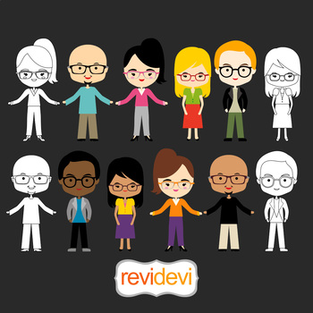 Preview of People with glasses clip art - Grown up man and woman characters